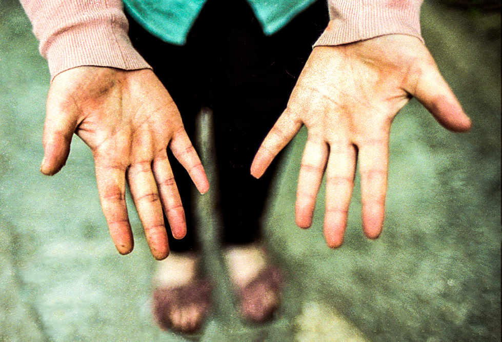 A close view of a pair of open hands.
