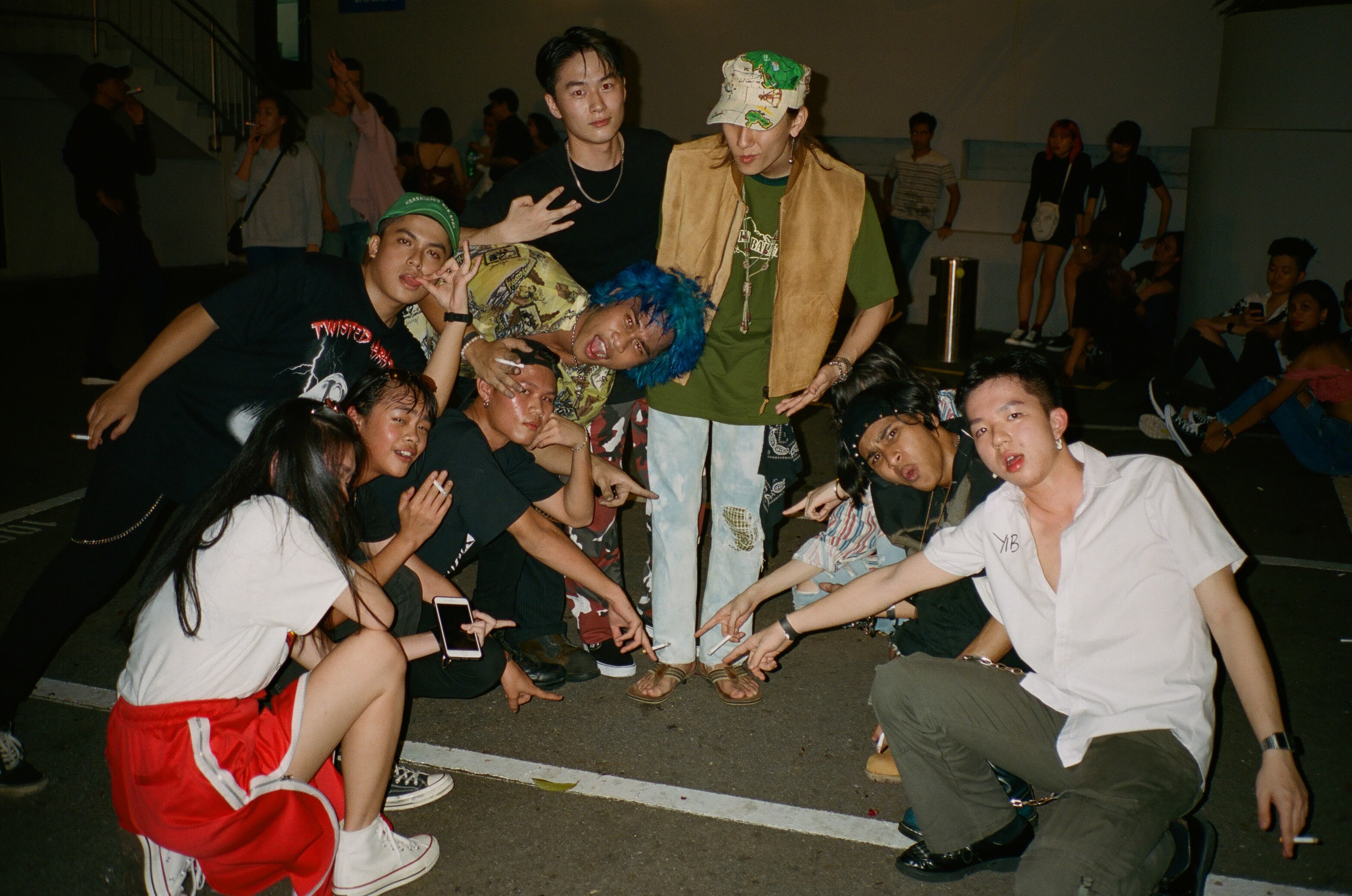 The group gathered together indoors.