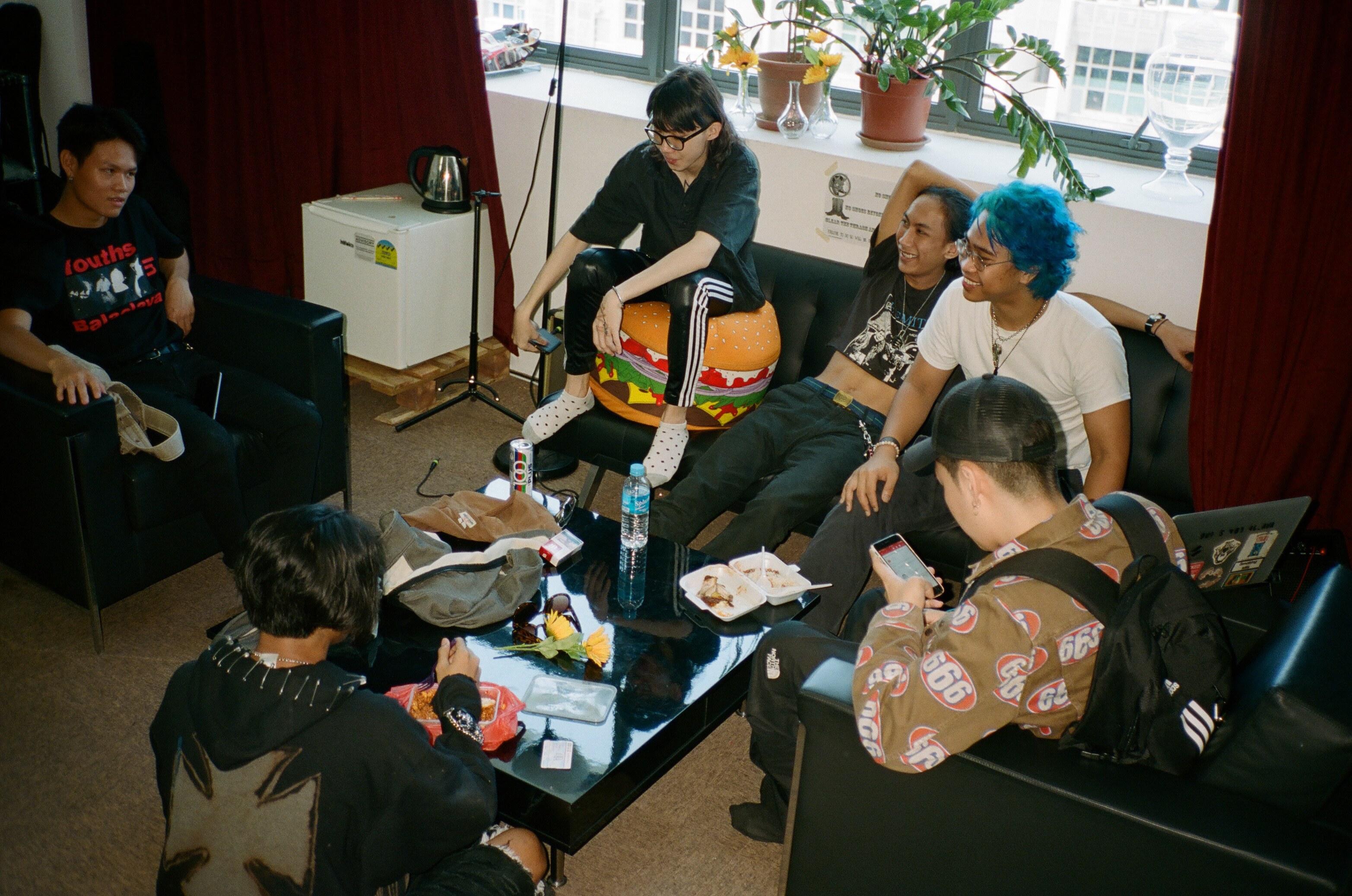 The group working in the studio.