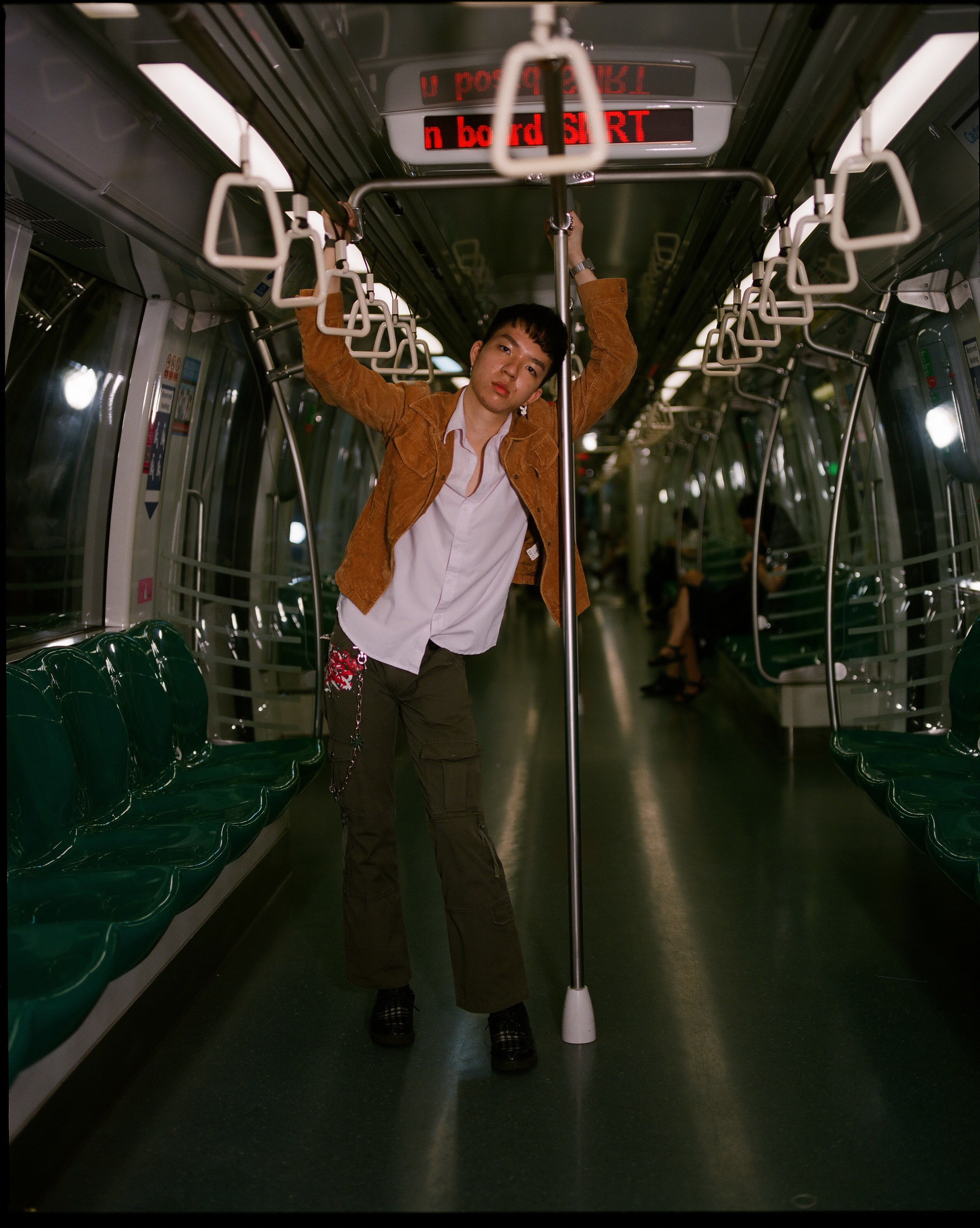 Yi Chen on a train.