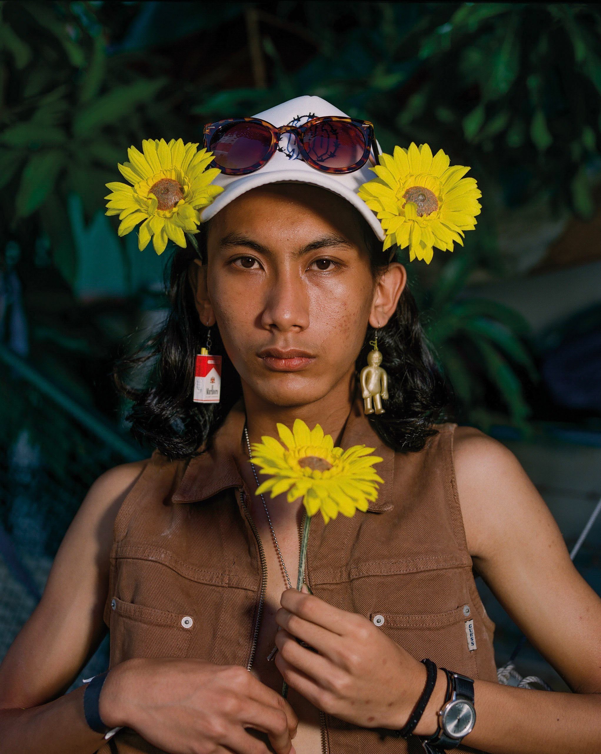 Izz with yellow flowers.