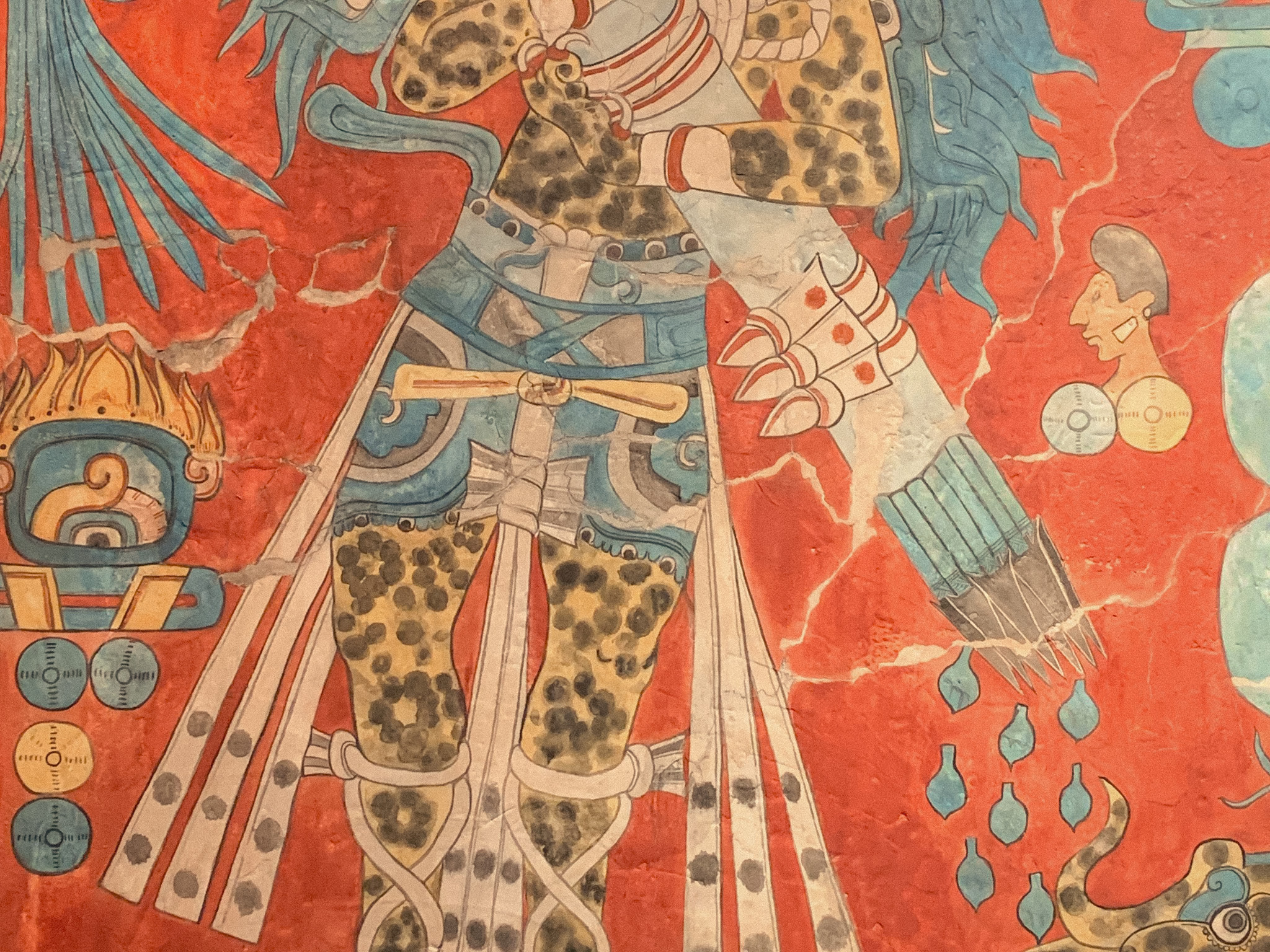 Detail of colourful painted figures and ornamental forms, Mexico City, 2024.