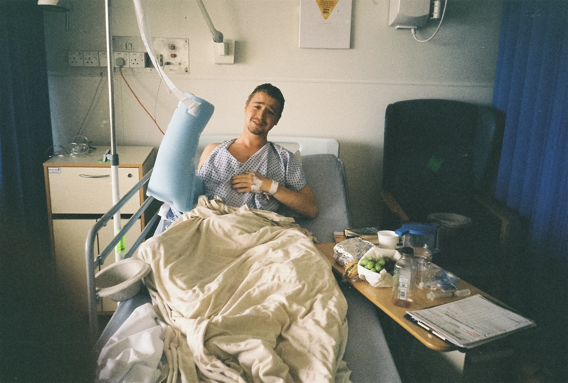 Person in hospital bed.