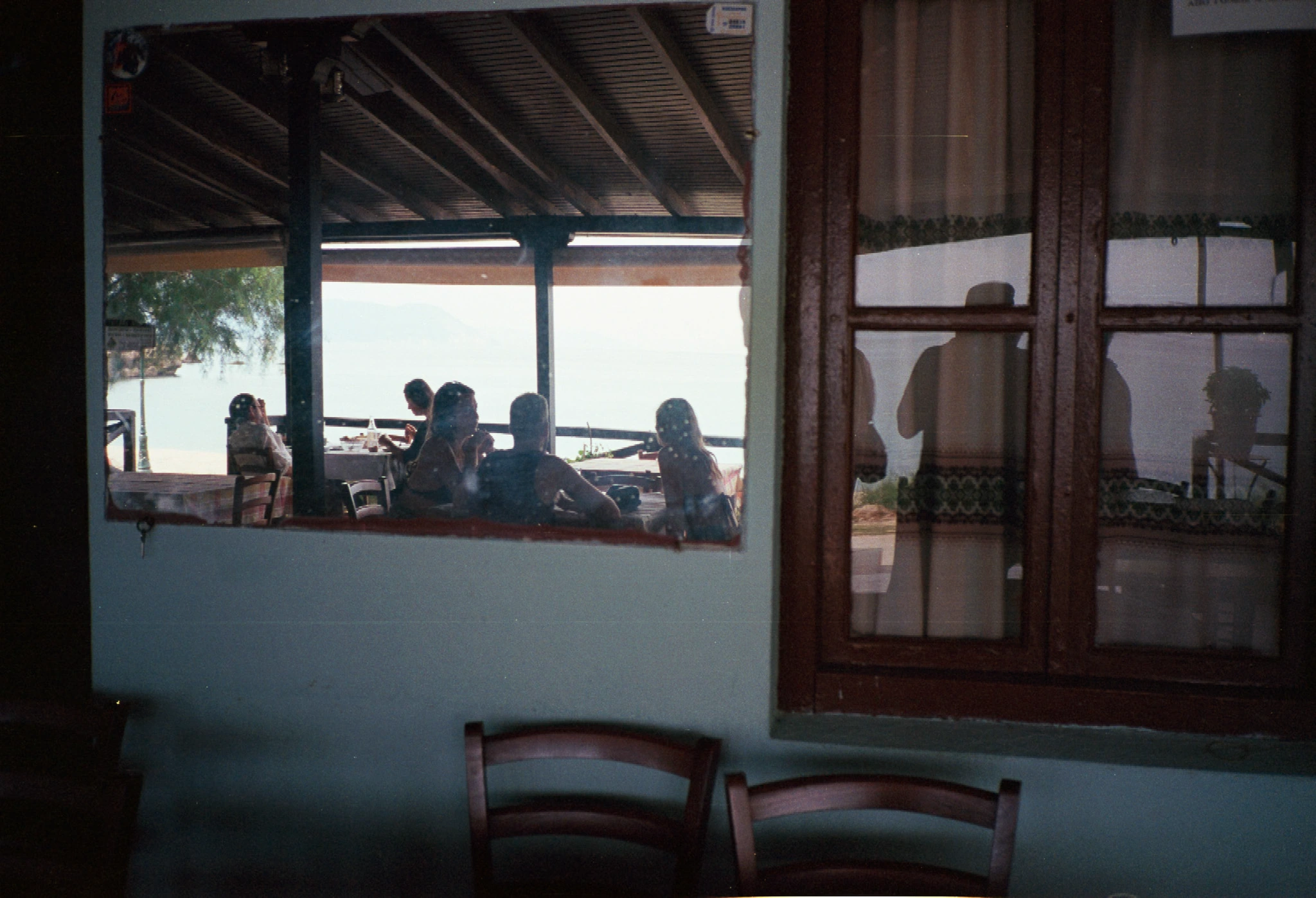 Reflections in cafe windows.